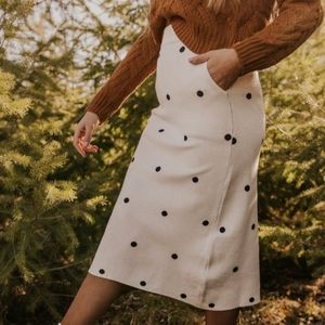 Roolee Seeing Dots Midi Sweater Skirt Size Small